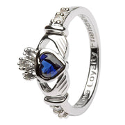 SEPTEMBER Birthstone Silver Claddagh Ring LS-SL90-9 Inscribed with "Love Loyalty Friendship" - Uctuk