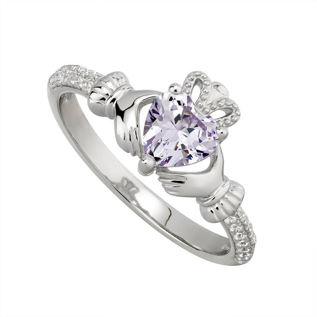 JUNE Birthstone Sterling Silver Claddagh Ring S-S21062-6 - Uctuk
