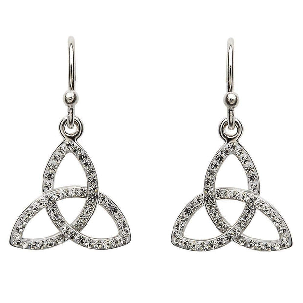 Sterling Silver Trinity Earrings Adorned By Swarovski Crystals SW7 - Uctuk
