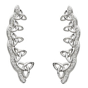 Sterling Silver Celtic Trinity Knot Earrings Encrusted With White Swarovski Crystals SW78 - Uctuk