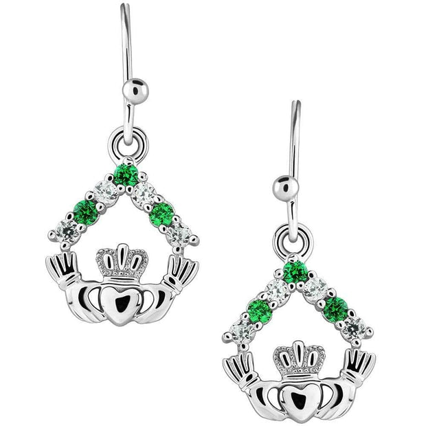 Sterling Silver Claddagh Stone Set Earrings SE2050 - Uctuk