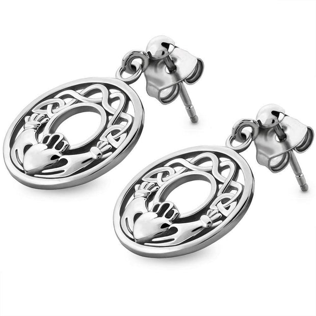 Sterling Silver Claddagh Earrings UES-6159 - Uctuk
