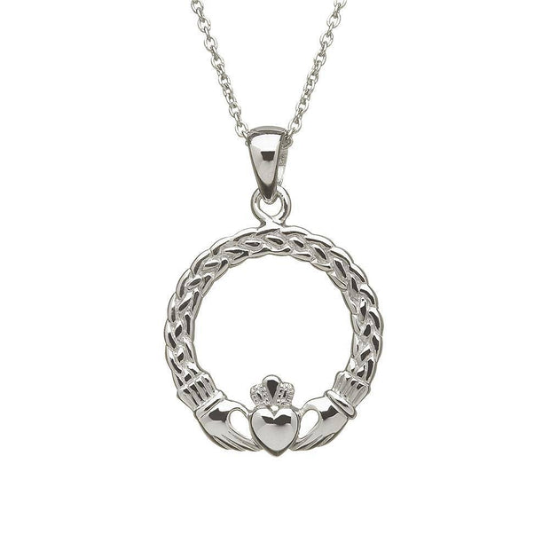 Sterling Silver Claddagh Pendant with Chain - ANU1085 - Uctuk