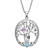 Irish Family Claddagh Tree of Life Birthstone Pendant Mother and Child - SP2247-1 - Uctuk