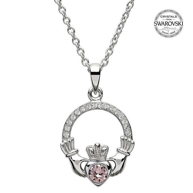 Sterling Silver Claddagh Birthstone June Pendant with Swarovski Crystals - SW101AX - Uctuk