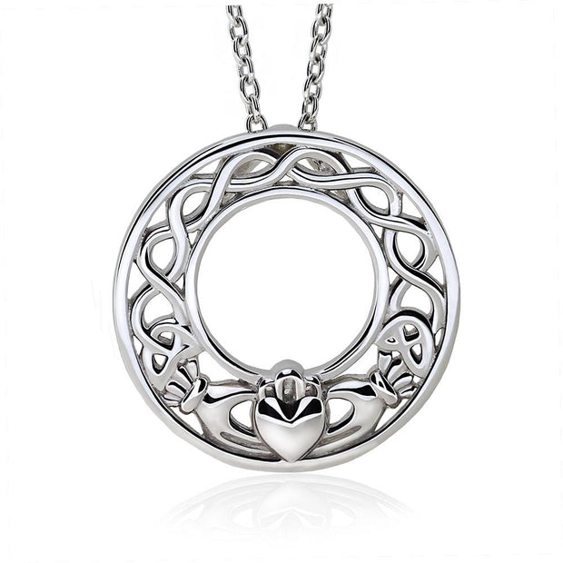Sterling Silver Claddagh Pendant UPS-6158 with Chain - Uctuk