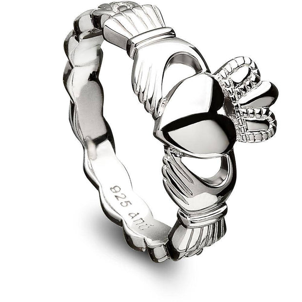 Sterling Silver Claddagh Ring with Celtic Weave - ANU3014 - Uctuk