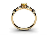 CITRINE 14K Gold Claddagh Ring <font color="#FF0000"> IN STOCK!  Ships in 48 Hours!</font> - Uctuk
