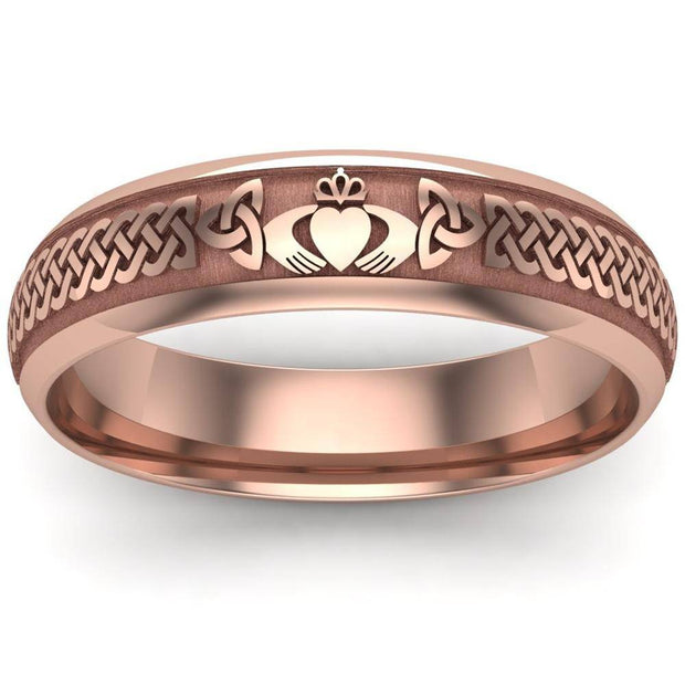 Claddagh Wedding Ring UCL1-14R5LIGHT - 14K Rose Gold LIGHT WEIGHT - Uctuk