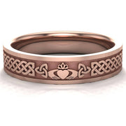 Claddagh Wedding Ring UCL1-14R5MFLAT - 14K Rose Gold - Uctuk