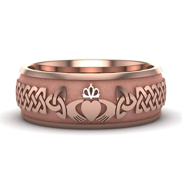 Claddagh Wedding Ring UCL1-14R8M - 14K Rose Gold - Uctuk