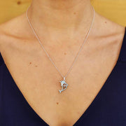 Sterling Silver Dolphin Pendant with Aqua Swarovski Crystals and Shamrock with Chain - OC52 - Uctuk