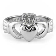 MENS 14K WHITE Gold Claddagh Ring SMG-14G7W - Uctuk