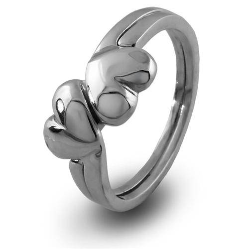 LADIES 2 band STERLING SILVER HEART Puzzle Ring 2HRT - Uctuk
