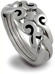 4 band STERLING SILVER Antique looking Celtic Puzzle Ring 4ANS - Uctuk