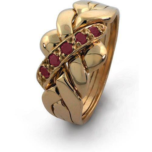 14K Gold 4 Band RUBY Puzzle Ring 4B141RUBY - Uctuk