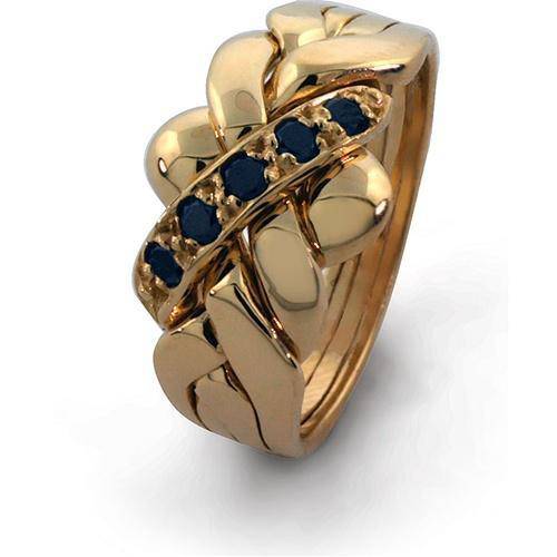 14K Gold 4 Band SAPPHIRE Puzzle Ring 4B141SAP - Uctuk