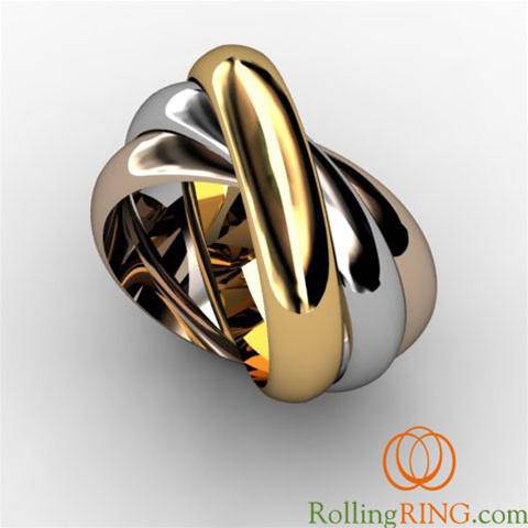 14K Solid Gold Tricolor THICK Rolling Ring - <font color="#FF0000">IN STOCK! FREE SHIPPING!</font> - Uctuk