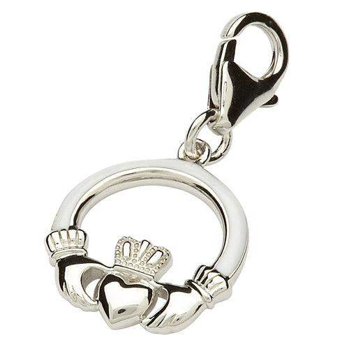 Tara's Diary Sterling Silver White Enamel Claddagh Charm - TC4 - Uctuk.com