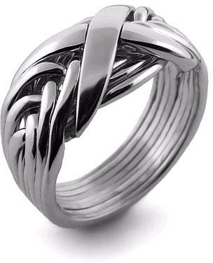 MENS 8 band STERLING SILVER Puzzle Ring MS-8NX - Uctuk.com