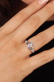 OCTOBER Birthstone Silver Claddagh Ring LS-SL90-10 Inscribed with "Love Loyalty Friendship" - Uctuk