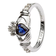 SEPTEMBER Birthstone Silver Claddagh Ring LS-SL90-9 Inscribed with "Love Loyalty Friendship" - Uctuk