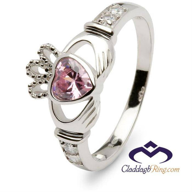 Retired OCTOBER Birthstone Silver Claddagh Ring LS-SL90DC-10  No Inscription - Uctuk