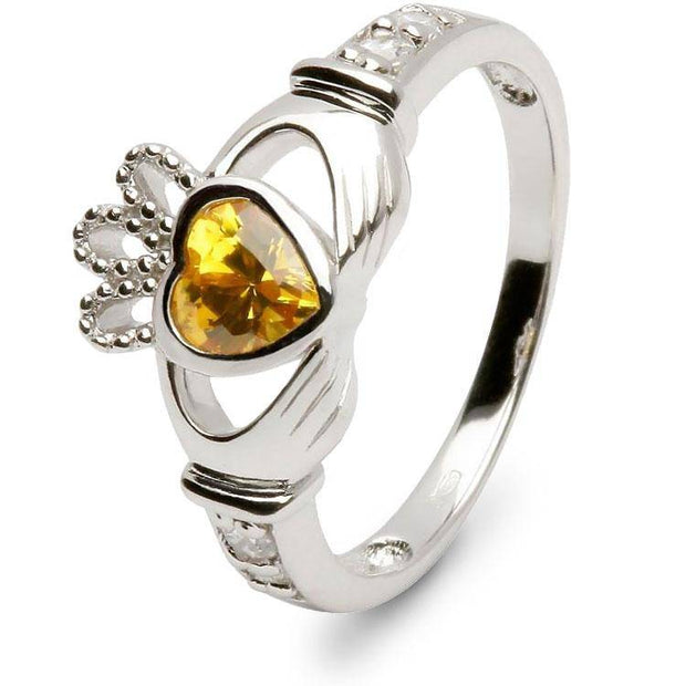 Retired NOVEMBER Birthstone Silver Claddagh Ring LS-SL90DC-11  No Inscription - Uctuk