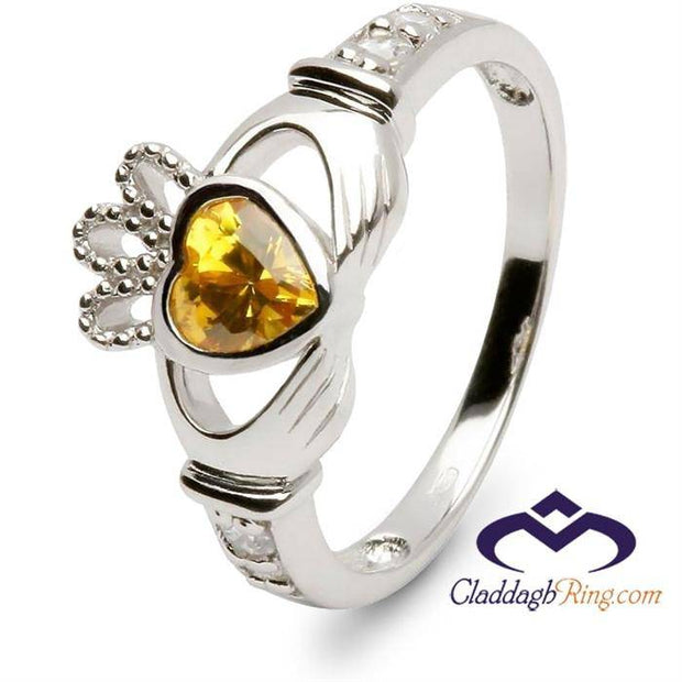 Retired NOVEMBER Birthstone Silver Claddagh Ring LS-SL90DC-11  No Inscription - Uctuk