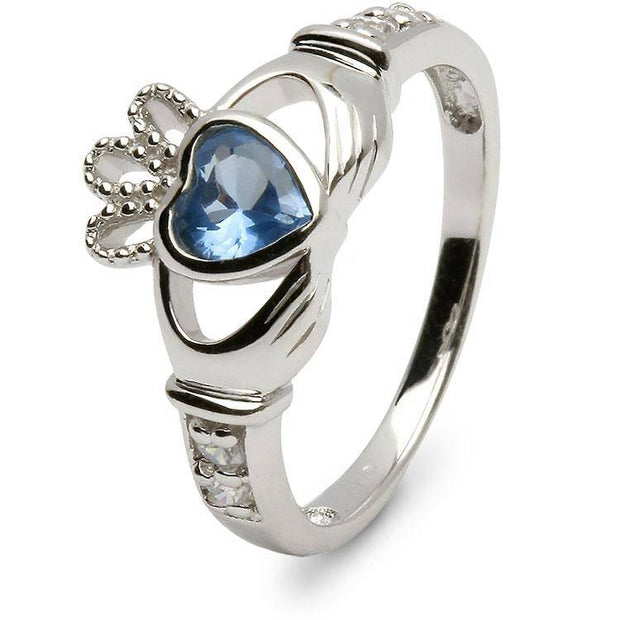 Retired DECEMBER Birthstone Silver Claddagh Ring LS-SL90DC-12  No Inscription - Uctuk