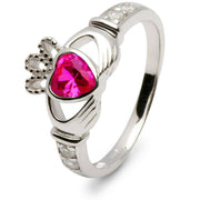 Retired JULY Birthstone Silver Claddagh Ring LS-SL90DC-7  No Inscription - Uctuk