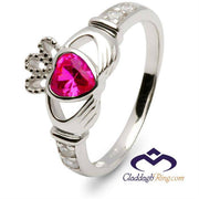 Retired JULY Birthstone Silver Claddagh Ring LS-SL90DC-7  No Inscription - Uctuk