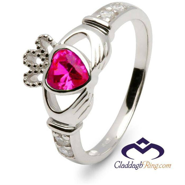 Retired JULY Birthstone Silver Claddagh Ring LS-SL90DC-7  No Inscription - Uctuk