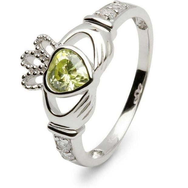 Retired AUGUST Birthstone Silver Claddagh Ring LS-SL90DC-8  No Inscription - Uctuk