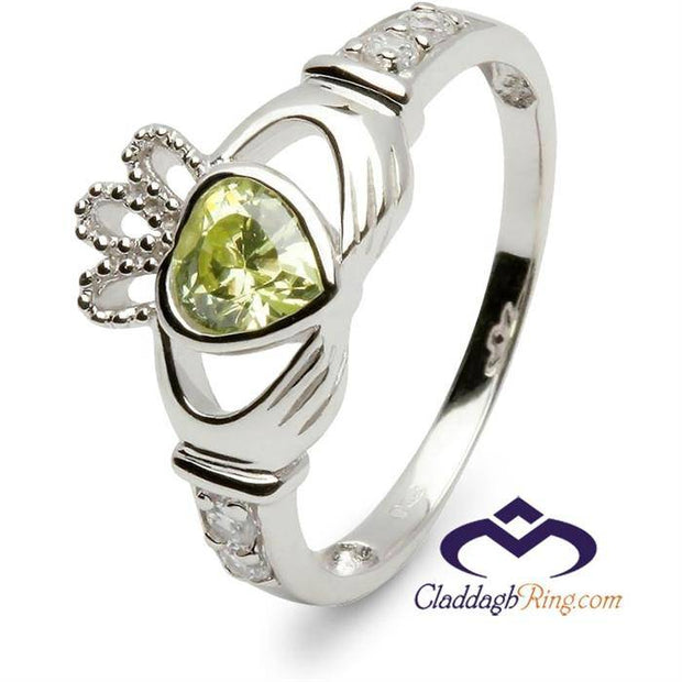Retired AUGUST Birthstone Silver Claddagh Ring LS-SL90DC-8  No Inscription - Uctuk