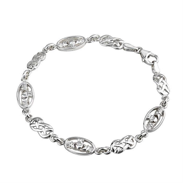 Sterling Silver Claddagh and Celtic Knot Bracelet S5339 - Uctuk