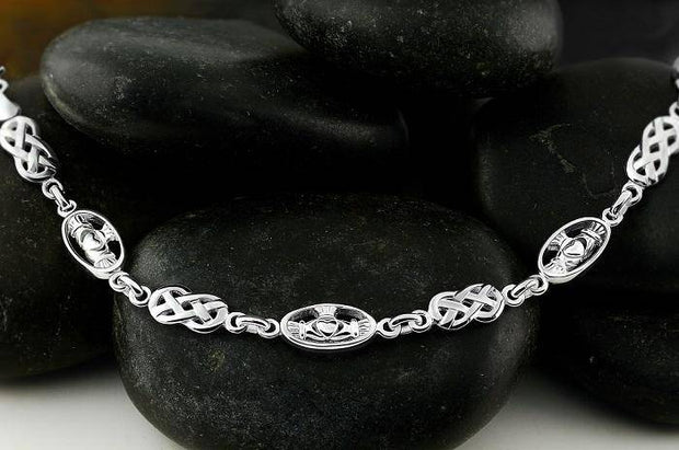 Sterling Silver Claddagh and Celtic Knot Bracelet S5339 - Uctuk