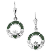 Sterling Silver Claddagh Earrings with Connemara Marble S33590 - Uctuk