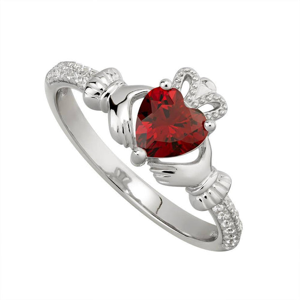 JANUARY Birthstone Sterling Silver Claddagh Ring S-S21062-1 - Uctuk