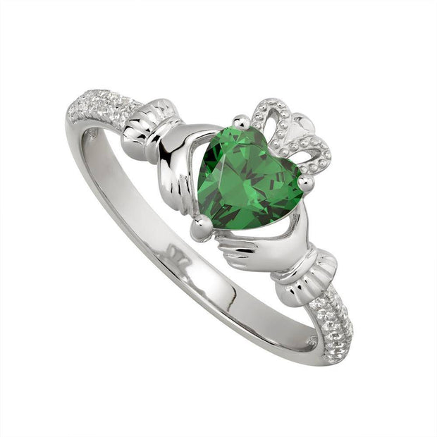 MAY Birthstone Sterling Silver Claddagh Ring S-S21062-5 - Uctuk