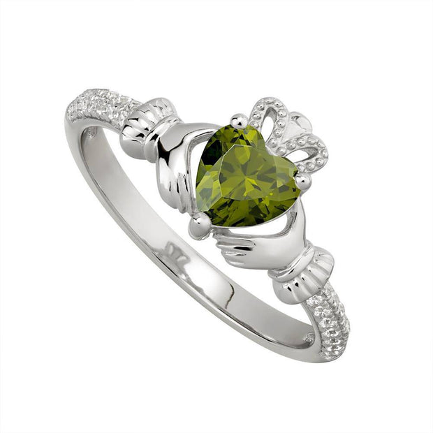 AUGUST Birthstone Sterling Silver Claddagh Ring S-S21062-8 - Uctuk
