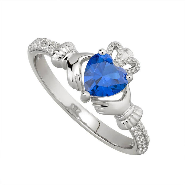 SEPTEMBER Birthstone Sterling Silver Claddagh Ring S-S21062-9 - Uctuk