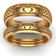 14K Yellow Gold Claddagh Wedding Ring Set  UCL1-YELLOW-6M4M - Uctuk