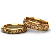 14K Yellow Gold Claddagh Wedding Ring Set  UCL1-YELLOW-6M4M - Uctuk