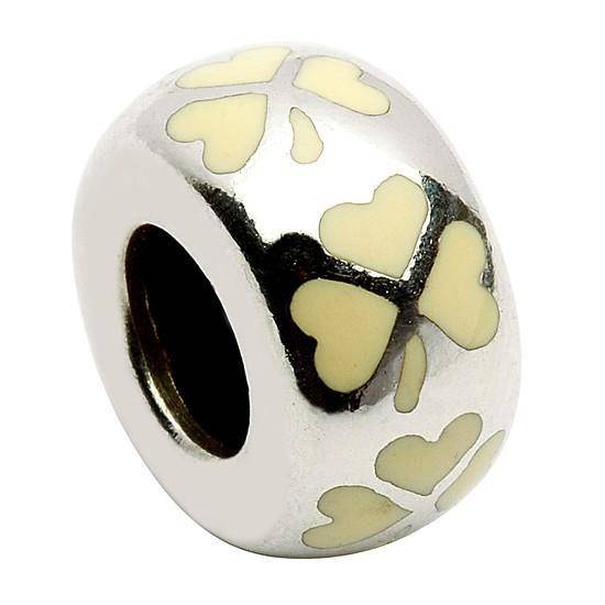 Tara's Diary White Shamrock Enamel Bead - TD59WH - Uctuk