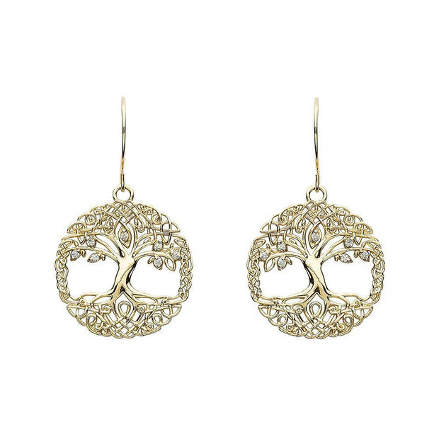 10K Yellow Gold Tree of Life Earrings 10E660 - Uctuk