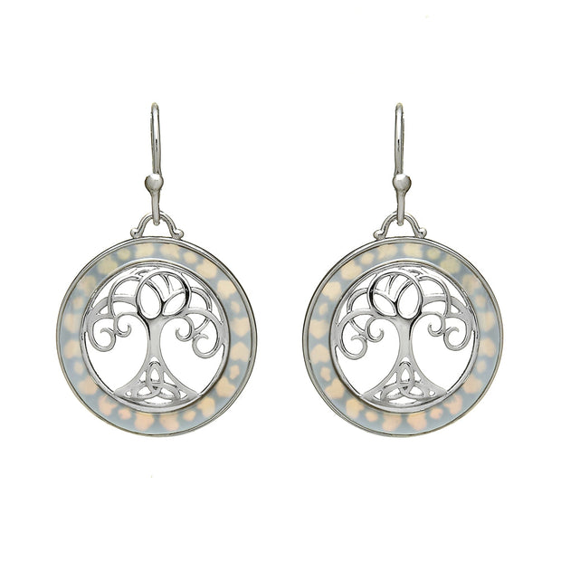 Sterling Silver Mother of Pearl Tree of Life Earrings - ANU2115 - Uctuk