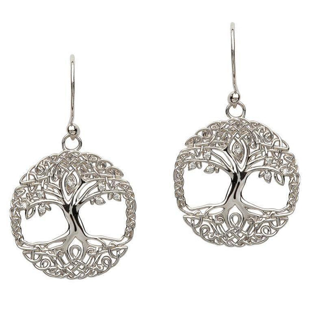 Sterling Silver Tree of Life Earrings SE2103CZ - Uctuk