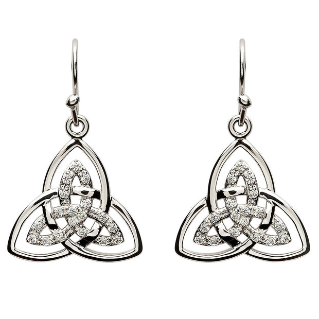 Sterling Silver Celtic Stone Set Trinity Knot Earrings SE2113CZ - Uctuk