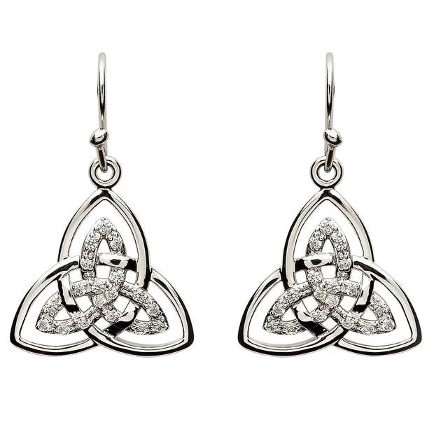 Sterling Silver Celtic Stone Set Trinity Knot Earrings SE2113CZ - Uctuk